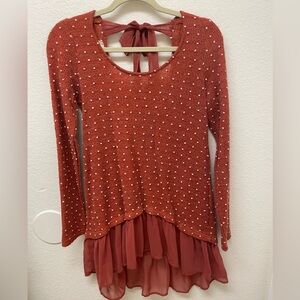 A’Reve Sweater Top with Back Bow Tie